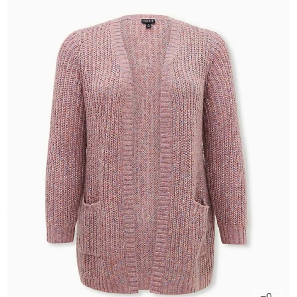 Torrid size 0 chunky rainbow glitter pastel lurex cardigan pastel goth